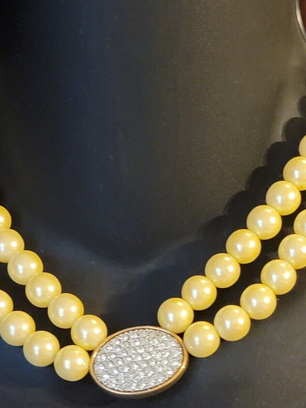 Vintage Avon Rhinestone & Faux Pearl Necklace 2 Strands‎ Designer wh01-13